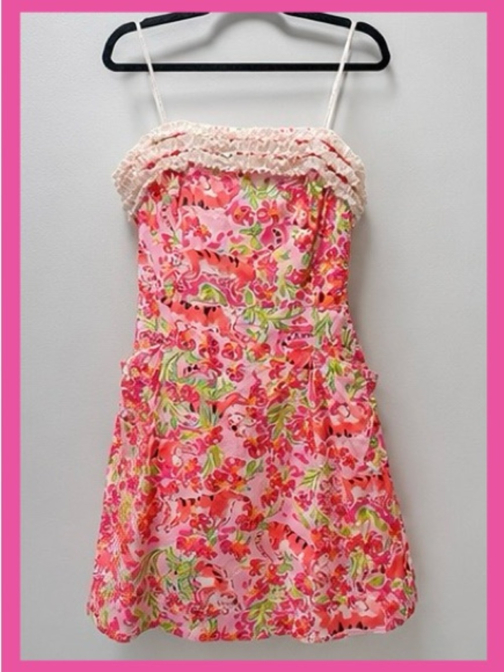 Lilly Pulitzer Tiger Lily Call Me Kitty Ruffle Pocket Women’s Mini Dress Size 12